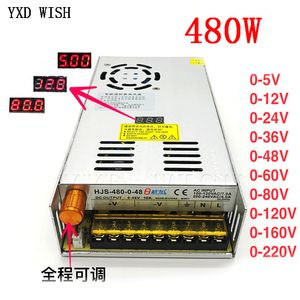 Convertisseur AC-DC 110V 220V à DC 12V 24V 36V 48V 60V 80V 120V 480W Affichage numérique Adaptateur d'alimentation de commutation réglable