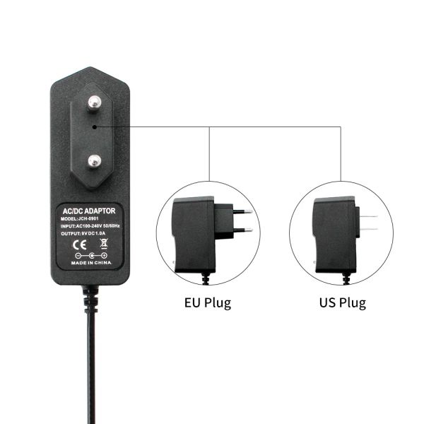 Adaptateur AC DC Alimentation 9V 1A 220V à 9V Adaptateur d'alimentation Adaptateur Plug 9V Adaptateur de bougie DC 9 V Volt Alimentation LED LED LED