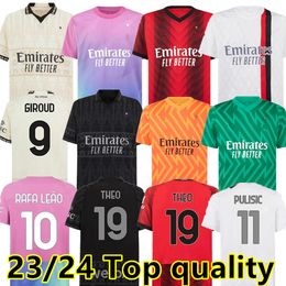 AC M Milán camisetas de fútbol para adultos 2023 2024 REBIC THEO REIJNDERS KESSIE DE KETELAERE RAFA LEAO GIROUD PULISIC camisetas de fútbol hombres cuarto kit Uniformi