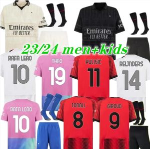 AC M Milan Soccer Jerseys 2023 2024 REBIC THEO REIJNDERS KESSIE DE KETELAERE RAFA LEAO GIROUD PULISIC R.LEAO Chemises de football IBRAHIMOVIC hommes enfants kit Uniformi