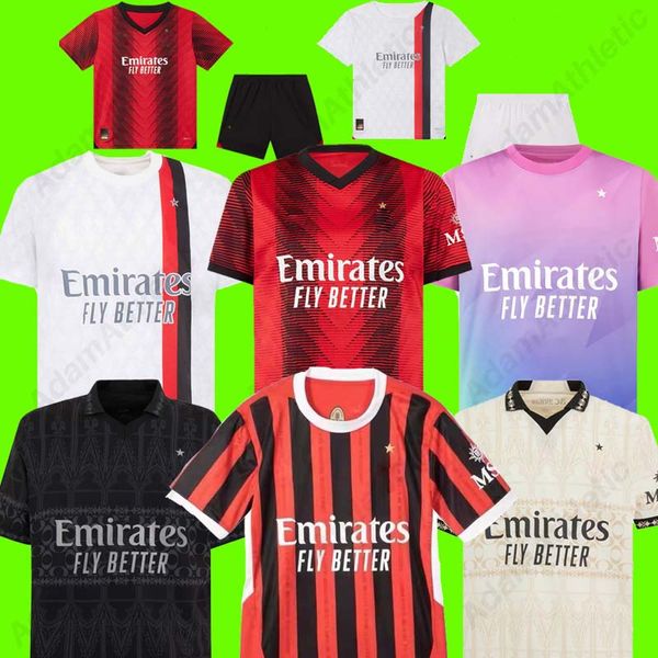 AC Milano Jersey 2024 Milans 125th Anniversary Football Shirts 24 25 Rafa Lea Giroud Pulisic Theo Ibrahimovic Kak Soccer Jerseys Kid Kit Player Version 24/25