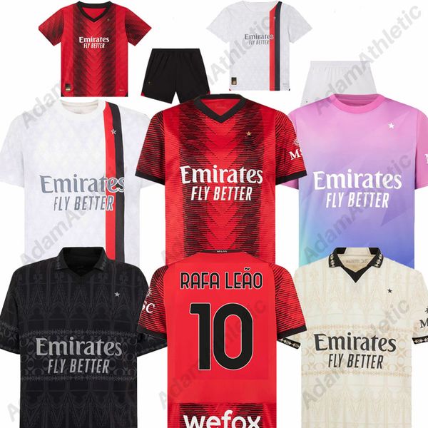 AC Milano camiseta de fútbol 2023 24 RAFA LEAO Milans Pleasure camisetas de fútbol GIROUD PULISIC IBRAHIMOVIC THEO jersey kit para niños versión 23-24