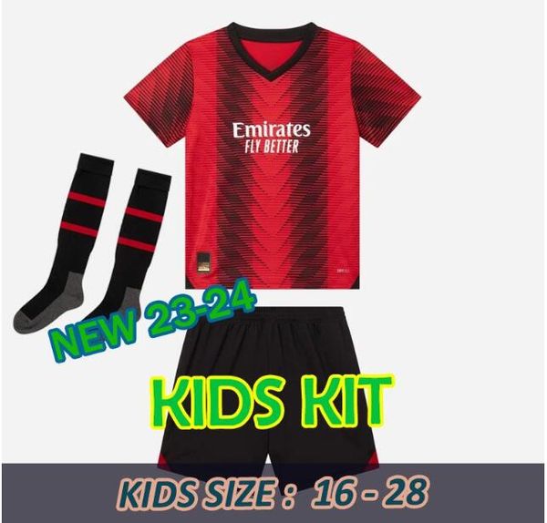 Maglia da calcio per bambini Ac MilAns 23/24 Maglia da calcio 2023 2024 Maglia MiLAno Home Maglie da Calcio Training Away 3rd 4th Fan Version IBRAHIMOVIC GIROUD BRAHIM