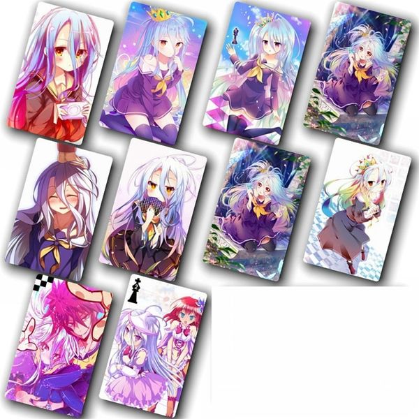 AC NO GAME NO LIFE Anime Crystal Card Sticker impermeable colorido Classic Fan Collect DIY Public Transit IC Card Stickers LJ201019