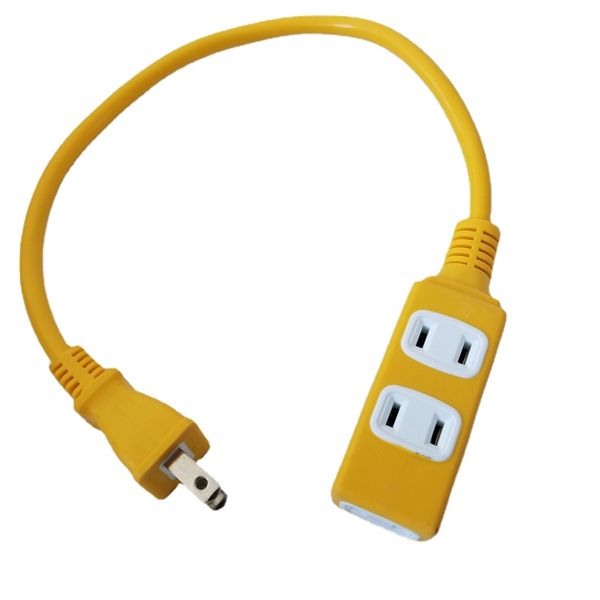 Câble d'alimentation ca, prise de Charge vers prise à 3 ports, norme américaine, jaune, 15A, 45cm