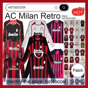 AC retro lange mouwen voetbalshirts lange mouw kaka baga baggio maldini van basten pirlo inzaghi gullit shevchenko shirt klassiek AC voetbalhirt 96 97 06 07 hotsoccer