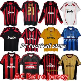 AC Retro Soccer Jersey 2006 2007 2013 2014 Milans Football Shirt Gullit van Basten Kaka Inzaghi Retro Classics Jerseys Shirts Maillot Camiseta