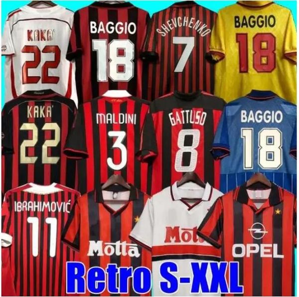 Camisetas de fútbol retro AC 1990 2000 2006 2007 2009 2010 2012 Camiseta de fútbol Gullit 1988 1996 97 S Van Basten KAKA Inzaghi RONALDINHO Camisetas clásicas vintage