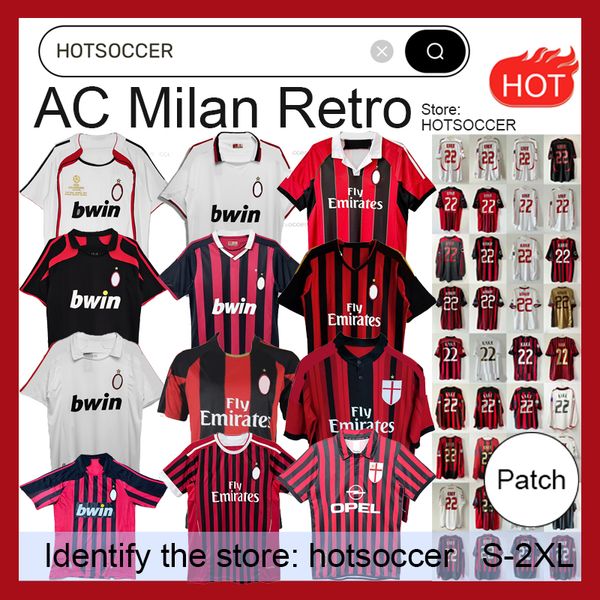 Camisetas de fútbol retro AC Kaká Baggio Maldini VAN BASTEN Pirlo Inzaghi Gullit Shevchenko Camiseta vintage Camiseta de fútbol clásica AC 96 97 06 07 hotsoccer