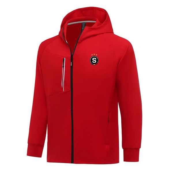 AC Sparta Praha Hommes Vestes Automne manteau chaud loisirs jogging en plein air sweat à capuche Fermeture éclair complète à manches longues Veste de sport décontractée