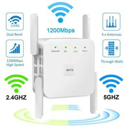 AC1200M Dual Frequency Repeater Draadloze signaalversterker 5G High Power Wall Extender AP-zender Wit