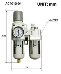 AC2010-02 AC3010-03 AC4010-04 Regulador de presión neumática Aceite Separador de agua Separador Manual de drenaje Filtro de aire de aire humedad