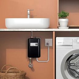 Chauffe-eau instantané 3800W en acier inoxydable, douche électrique intelligente sans réservoir, Thermostat pour salle de bain et cuisine
