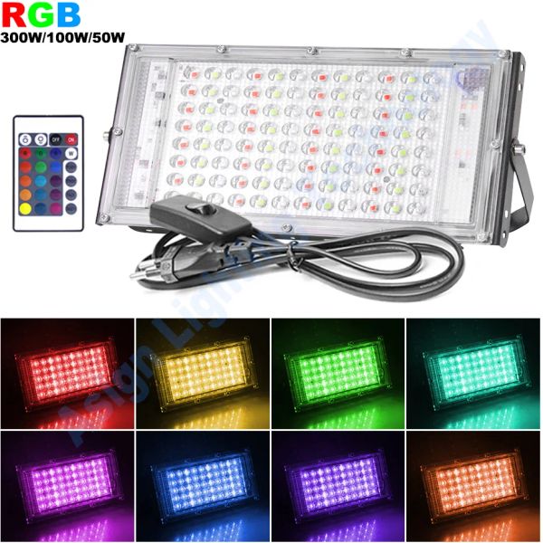 Pilades d'inondation à LED RVB AC220V 300W 100W 50W MUR BILLBOOD LED RÉDLECTEUR LED REFLECTE