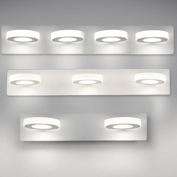 Lámpara de pared de espejo LED AC85-265V, lámparas de pared acrílicas cuadradas circulares de baño modernas, 2 cabezales, 3 cabezales, 4 cabezales, accesorios de iluminación para interiores