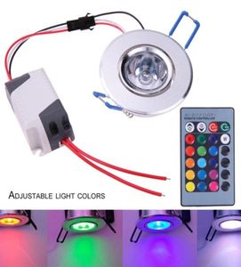 AC85265V Control remoto Led Spot Light 3W RGB Techo Downlight Aluminio RGB Iluminación colorida Luz nocturna con control remoto2497480461