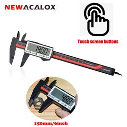ACALOX Fibre de carbone 0-6inch / 150mm Écran tactile Digital Caliper Grand LCD Pouce / Outil de mesure de conversion métrique 210922