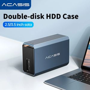 Acasis HDD Case 2.5/3,5 inch Dual Bay Externe Hard Drive Bekleding Case HD Array Sata naar USB Hard Disk Array met RAID -functie 240322