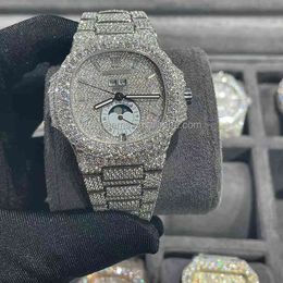 Accepteer maatwerk Heren roestvrij staal Iced Out horloge Moissanite Diamond Hip Hop volledig ijzige buste-down luxe