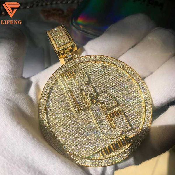 Aceptar productos personalizados joyería Hip Hop Rap Vvs Moissanite Iced Out colgante de disco grande colgante de letras 3d