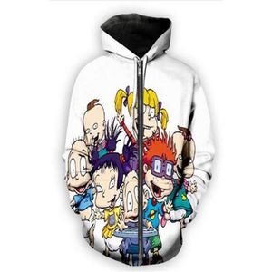 Accepter cher client conception bricolage personnages de dessins animés 90s 3D sweats à capuche femmes hommes impression 3d Sublimation sweats à capuche à glissière HS016263p