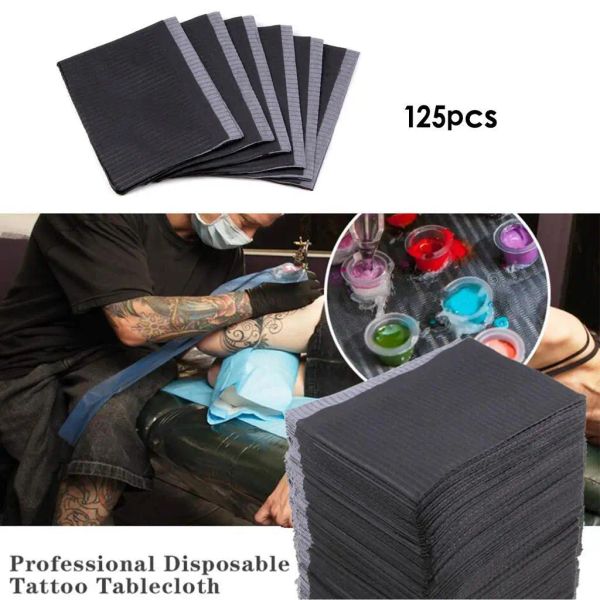 Accessoires 125x couvertures de table de tatouage bavoirs patients serviettes dentaires tampon propre noir