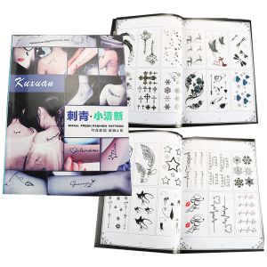 accesories Livre de tatouage A4 pour femmes/enfants, fleurs/étoiles/animaux, beau motif de dessin animé, album de conception de tatouage pour débutants, fournitures