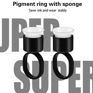 AccEnorieën kzboy 100 stcs/tas semi permanente make -up microblading pigment ring spons cup met steriel individueel pakket voor inkthouder