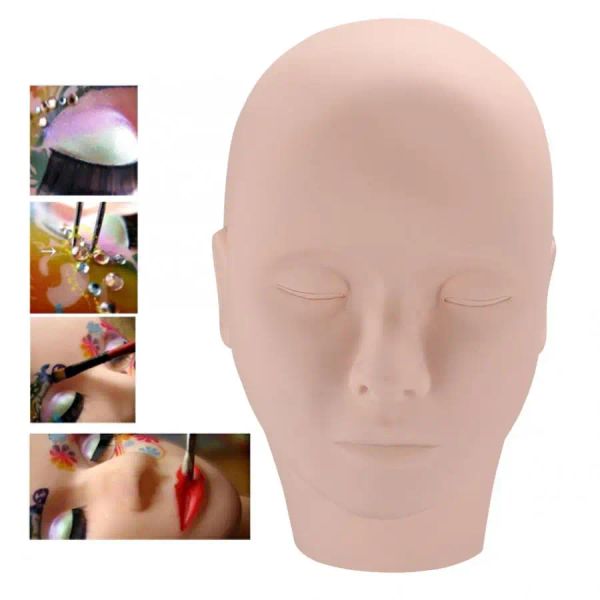 accesorios Maniquí de silicona Media cabeza Ojo Cara Entrenamiento Cabeza Ceja Pestañas Labio Injerto Maquillaje Tatuaje Práctica Cosméticos Modelo Piel