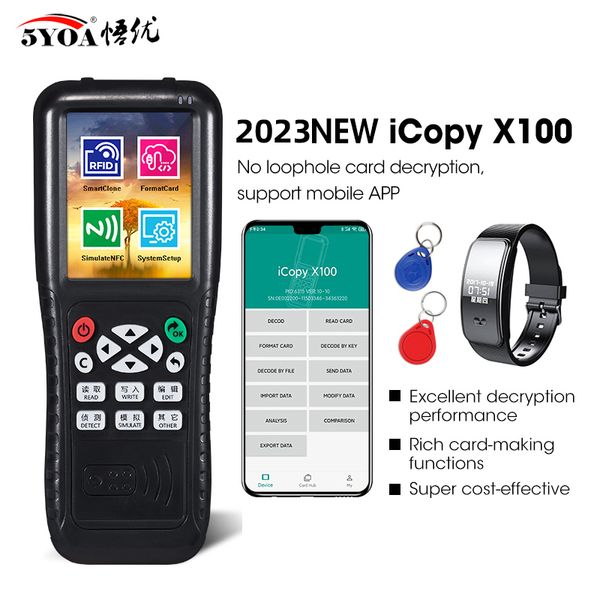 Lecteur de carte de contrôle d'accès iCopy Copieur RFID avec fonction de décodage complète Smart Key 3 5 8 Version anglaise est NFC IC ID Duplicator Writer 230412