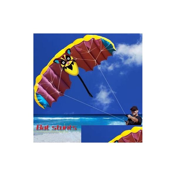 Accessoires 1.4m Conception de chauve-souris Soft Kites Double ligne Couche de sport Sport Parafoil Kite With Flying Tool Sports Outdoor Sports For Fun Drop Del Dhy4L