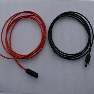 Accessoires 1 paar 13AWG Semi Solar Panel Connection Extension Cable met mannelijke vrouwelijke connector zwart plus rood