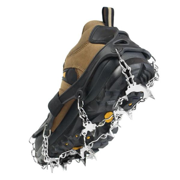 Accesorios 1 par de tacos de montañismo antideslizantes 24 dientes tacos de hielo ligeros con bolsa de transporte pinzas de nieve para zapatos/botas/tacones/zapatillas de deporte