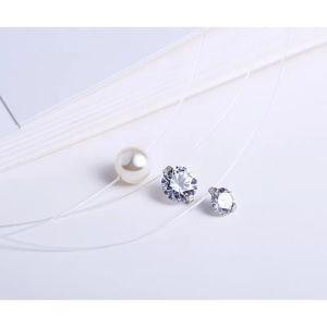 Accessoires 1 PC Fashion Invisible Ligne de pêche transparente Collier de cou collier en strass