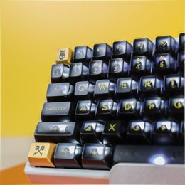 Accessoires 1 Set Gangster Godfather Thema Keycap Zwart Goud ABS SA Profiel Keycaps Voor MX Switch Mechanisch Toetsenbord Verlichte Key Caps