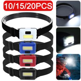 Accessoires 10/15 / 20pcs 3 modes COB LED Les phares USB Capteur de mouvement rechargeable LED Bright Running Fishing Headlamp phare étanche