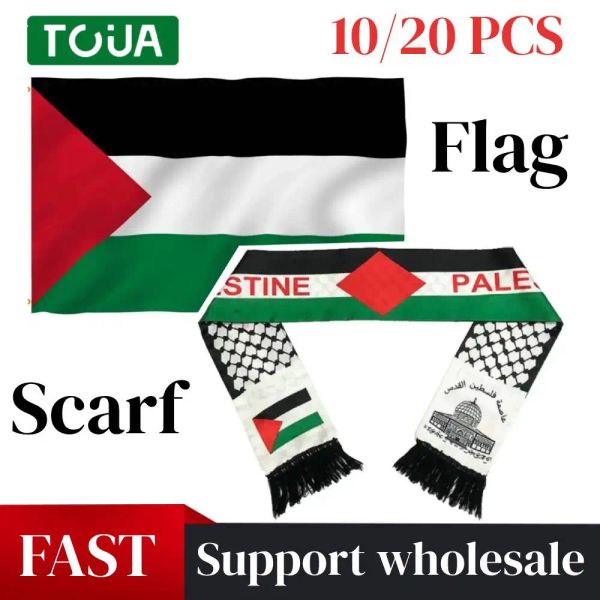 Accessoires 10/20 pièces grand drapeau écharpe Palestine 150x90 cm Polyester de haute qualité suspendu Gaza drapeau palestinien Palestine bannière châle