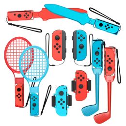 Accessoires 10 in 1 voor Nintendo Switch Game Sport Accessoires Set met Golf Club Tennis Racket Leg Riem Sports Control Joycon Polsband