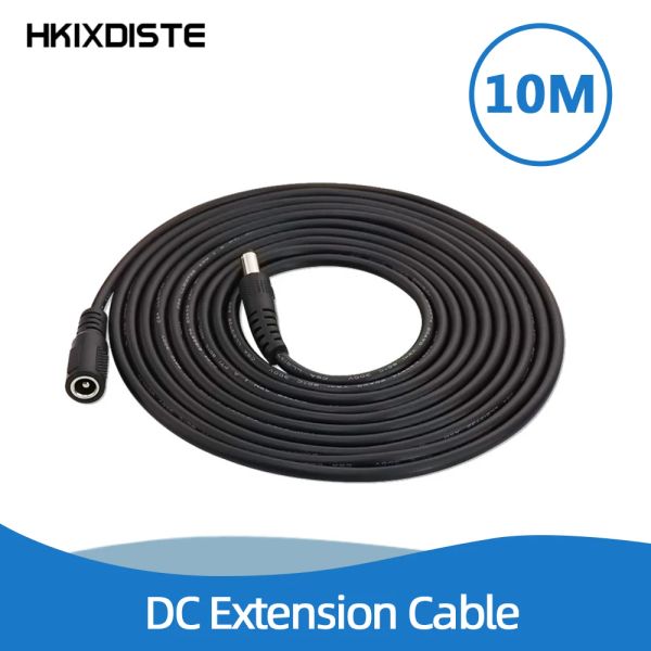 Accesorios 10 metros DC 12V Cable de extensión de 10 m de potencia 5.5 mmx2.1mm /20 pies Cable de extensión de 12 voltios para cámara CCTV Cable de extensión de 12 voltios