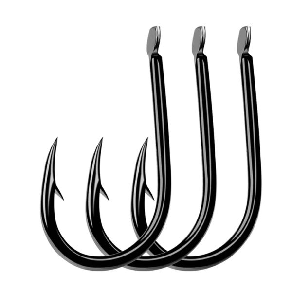 Accesorios 1000pcs islave fishhooks sin agujero 115# ganchos de acero de alto carbono un solo pesca pesca círculo negro accesorios de aparejos al por mayor