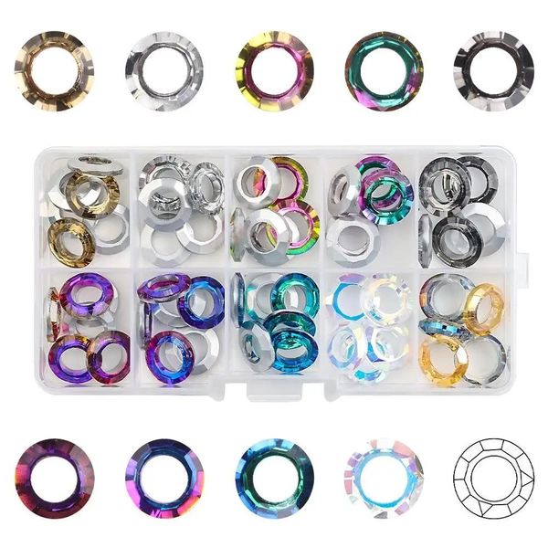 Accessoires 100 pièces/boîte de perles à gros trou 8x14mm, perle ronde en verre, pendentif en cristal, anneau cosmique pour la fabrication de bijoux, colliers, boucles d'oreilles, accessoires