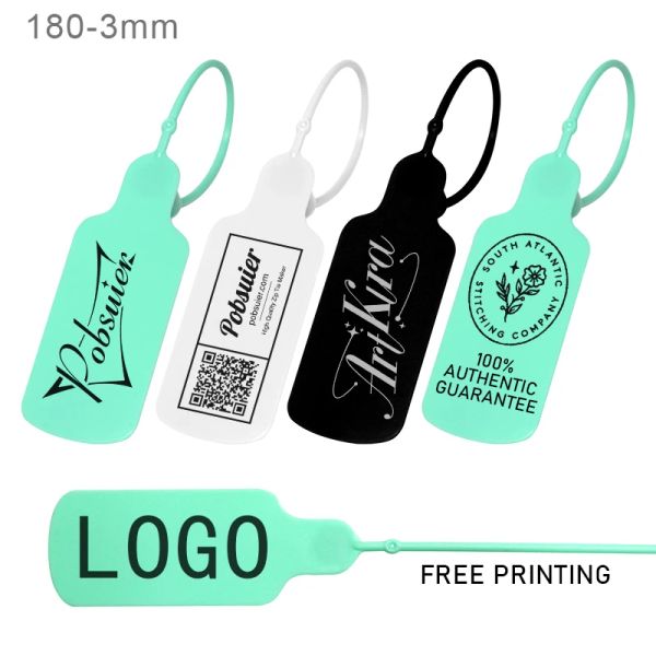 Accesorios 100pcs Etiquetas de plástico personalizadas etiqueta marca de ropa personalizada Securencia desechable Etiquetas para colgar para ropa Bolsos Regalos 180 mm