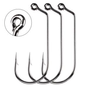 Accessoires 100pcs Fishhooks 120 degrés en acier à carbone élevé Ligne de pêche à la pêche noire nickle 32786 Pesca Circle Fishing Hook Set 1/0 # 5/0 #