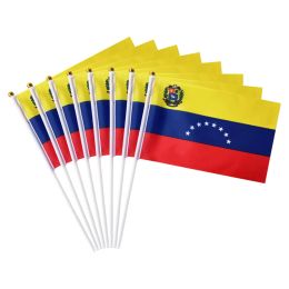 Accesorios 100pcs/lote Aerlxemrbrae Venezuela Venezuela Flagal de mano 14 x 21 cm Impresión de doble lado Venezuela Waving Flag