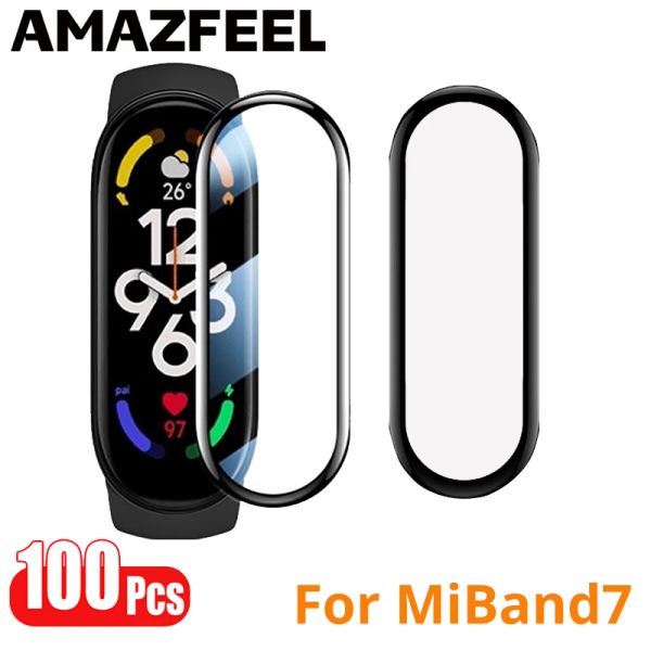 Accessoires 100pcs Protecteur pour Mi Band 7 Film de protecteur d'écran 3D Couverture complète pour Xiaomi MI Band 7/6/5/4 Smart Band Films Miband