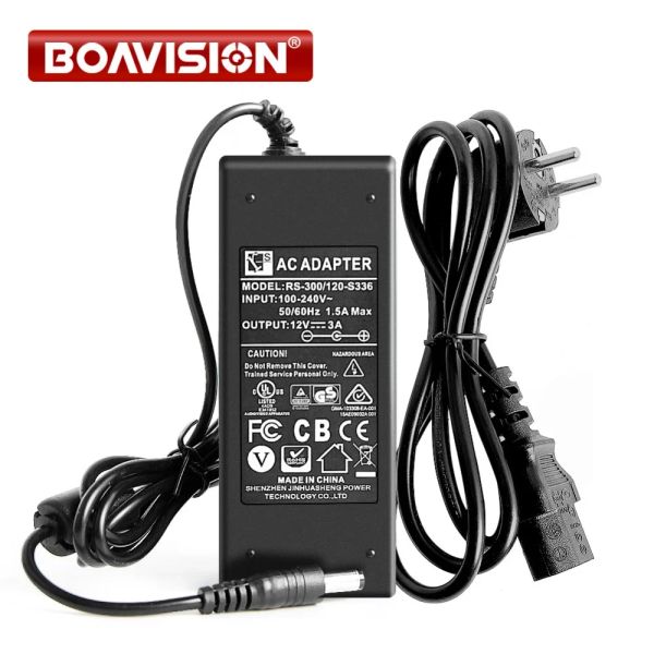 Accesorios 100V240V a DC 12V 3A Cambio de potente adaptador de fuente de alimentación Forra para CCTV Security Mini Camera PTZ