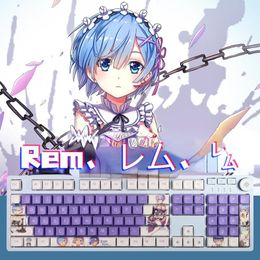 Accessoires 108 touches Rem thème anime couleur keycap PBT matériel XDA profil personnalité design cool capuchon de clavier mécanique