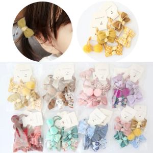 Accessoires 10pcs enfants Ties de cheveux Girls Bows Elastics Rubber Band Hair Corde Gum Fleur Small Plux Ball Scrunchies Children Accessoires Hair