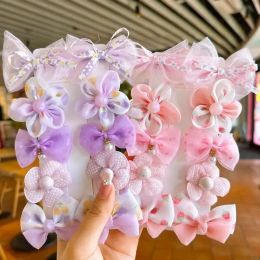 Accessories 10Pcs/Set Cute Bows Baby Hairclips Lace Flower Children Girls Hairpins Hairdresses Baby BB Clip Gifts