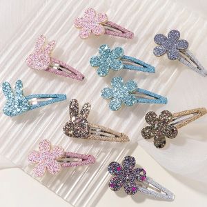 Accessoires 10pcs Fleur brillante lapin BB Hairclips pour filles mignonnes Handmade Hairpins Barrets Headwear Fashion Kids Baby Hair Accessoires